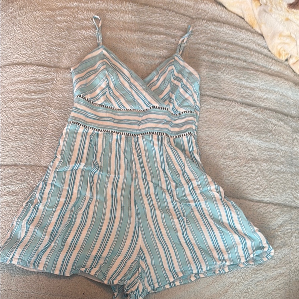 Striped Blue and White Romper